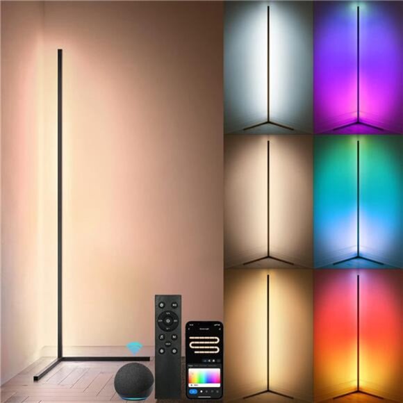 RGBWW Corner Lamp, Color Changing Floor Lamps for Living Room, Compatible - Picture 1 of 7
